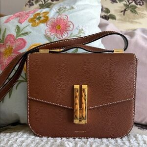 DeMellier Brown Leather Crossbody with Gold Hardware Accent